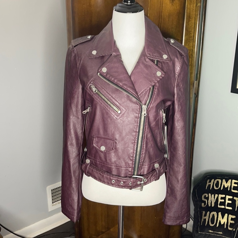 Burgundy “Leather” Moto Jacket
